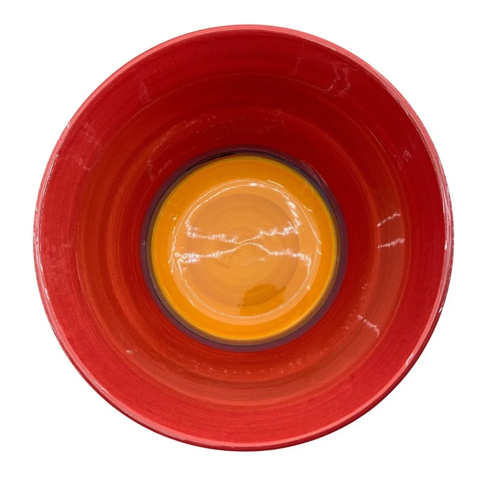 Gail Pittman Hand Painted Ceramic Bowls Set of 3 Red Yellow Green Made in USA 01